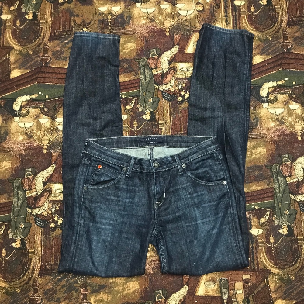 HUDSON gently broken in dark wash straight legs